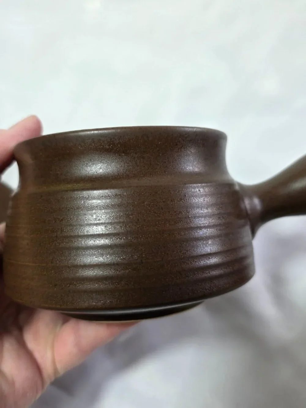 Denby Langley Mayflower Individual Casserole & Lid Brown with Stick Handle